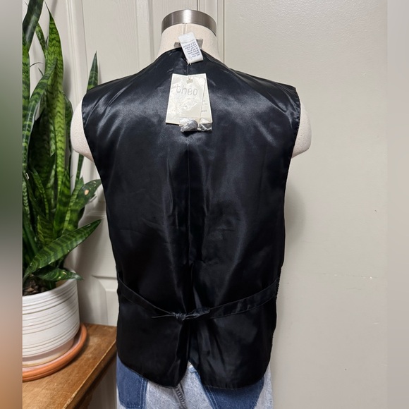 Vintage Y2K Black Beaded Sequin Vest Glam Party Size L - Picture 5 of 10